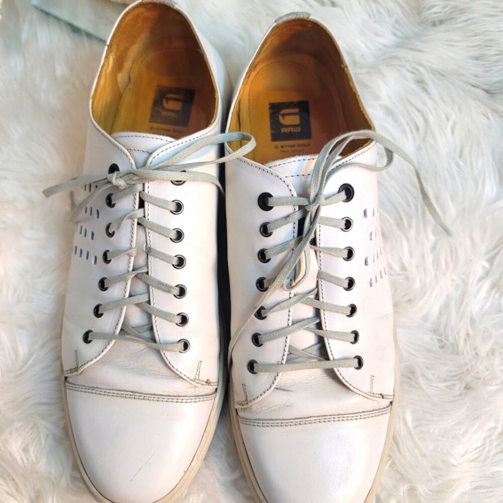 VINTAGE G-STAR RAW White Leather Augur II Lashkar Sneakers Casual Streetwear 12